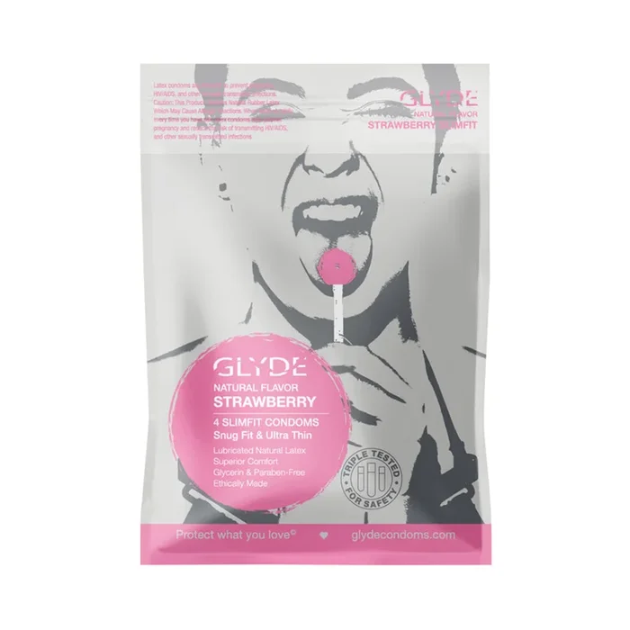 Glyde Slimfit Natural Flavored Stawberry Condom 4pk