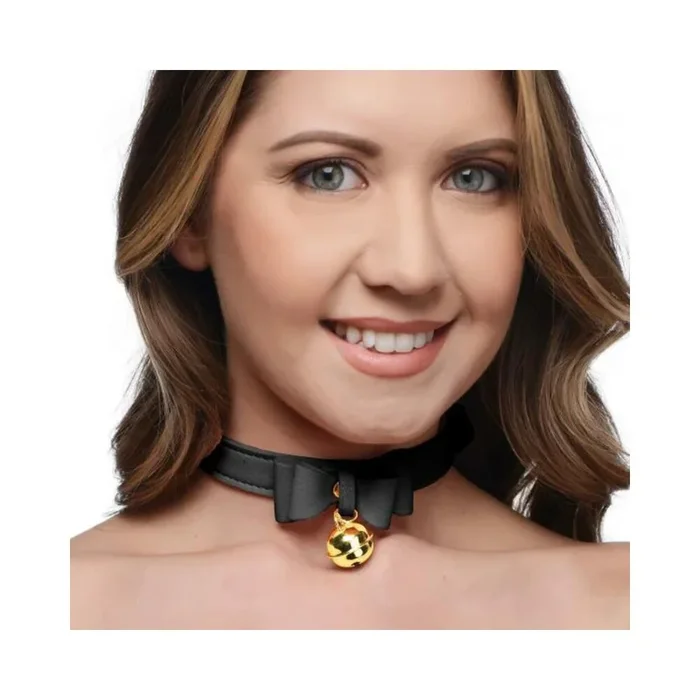 Golden Kitty Cat Bell Collar – Black/gold