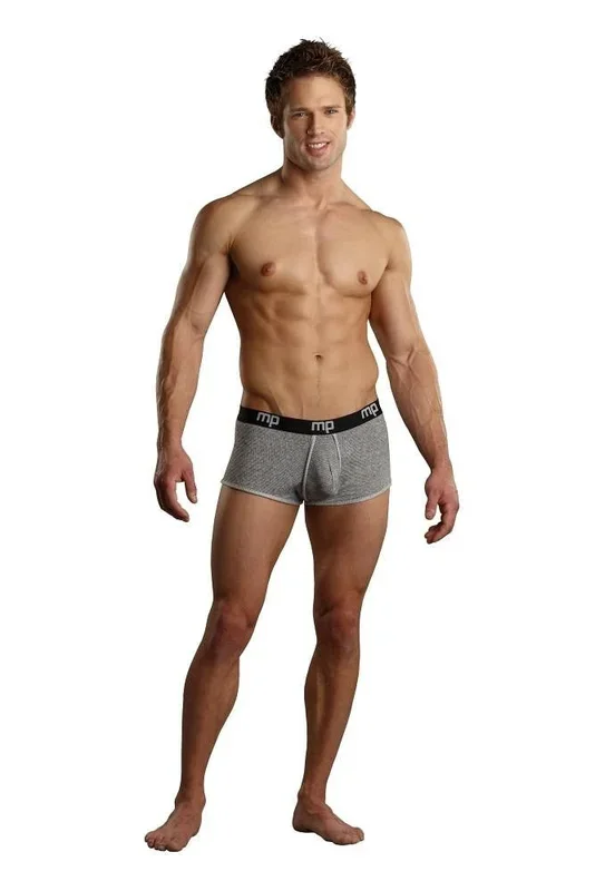 Gray Heather Rib Pouch Enhancer Short in XL