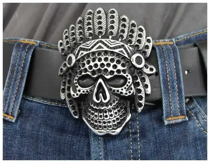 Gürtelschnalle – Indian Skull