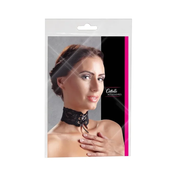 Halsband aus Spitzenband – Schwarz