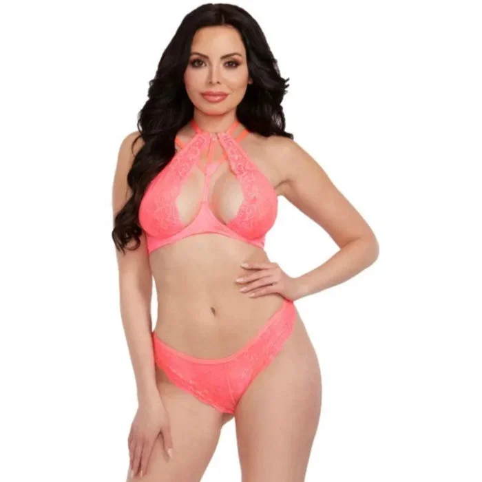 Halter Bra with Peekaboo Panty