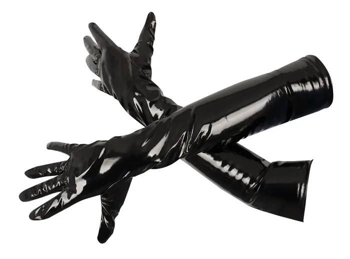 Handschuhe aus Lack mit Stretch-Einsätzen Black Level
