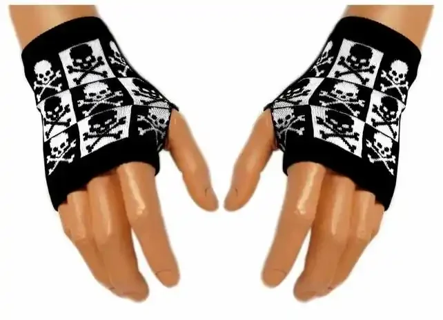 Handstulpen – Black and White Skulls