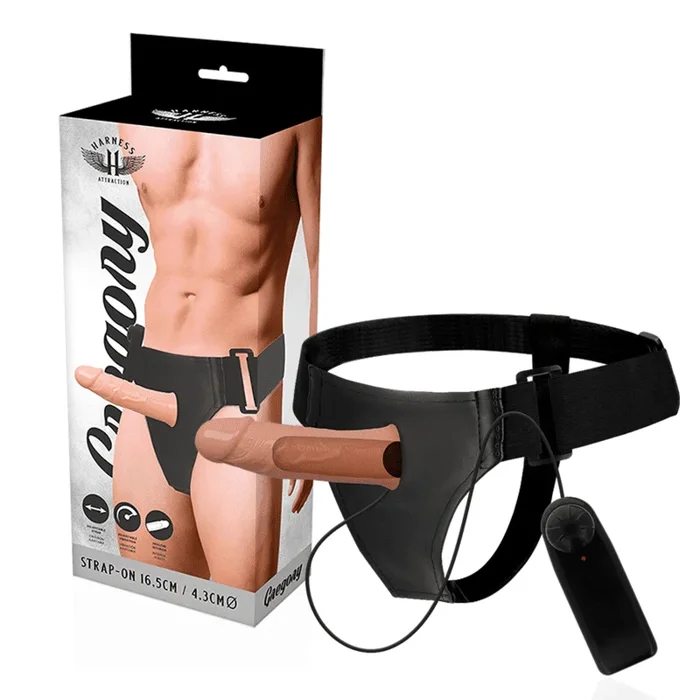 Harness Attraction – Gregory Strap-On Hollow Extender Vibrator 16.5 CM -O- 4.3 CM