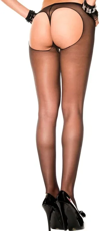 Hauchdünne Strumpfhose, hinten offen SCHWARZ