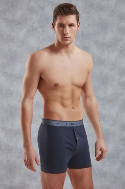 Herren Boxershorts mit Knopf – Blau