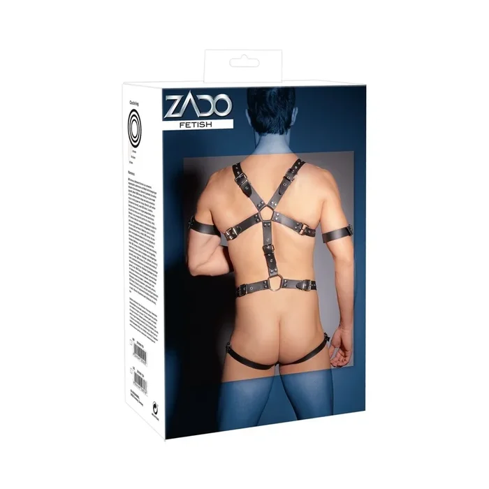 Herren Harness mit Lederriemen und 3 Penis-/Hodenringen