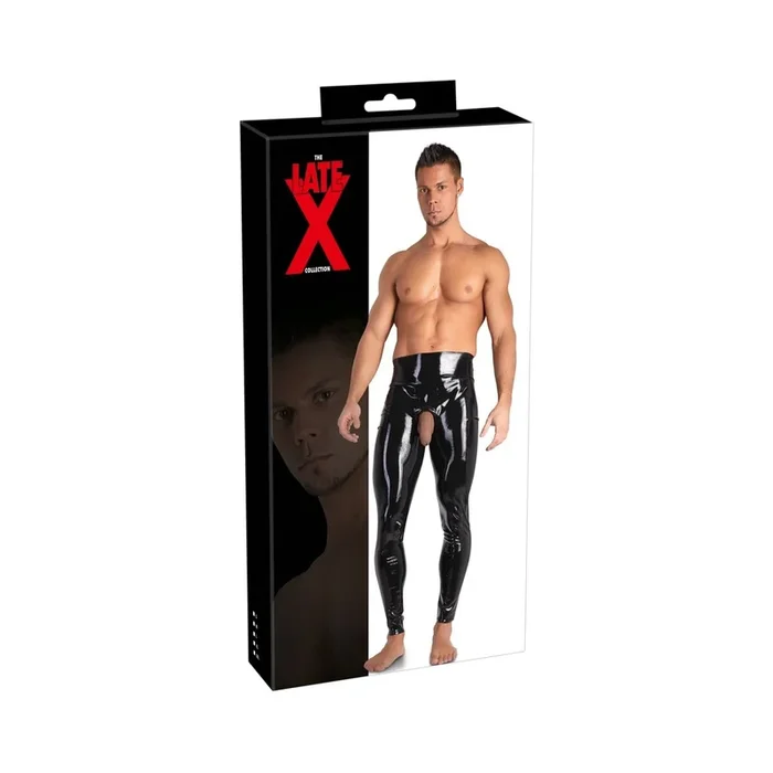 Herren Latex-Leggings mit Showmaster-Funktion – Schwarz – Größe M
