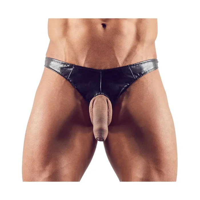 Herren Riostring »Showmaster« aus Lederimitat – Schwarz – Größe 2XL