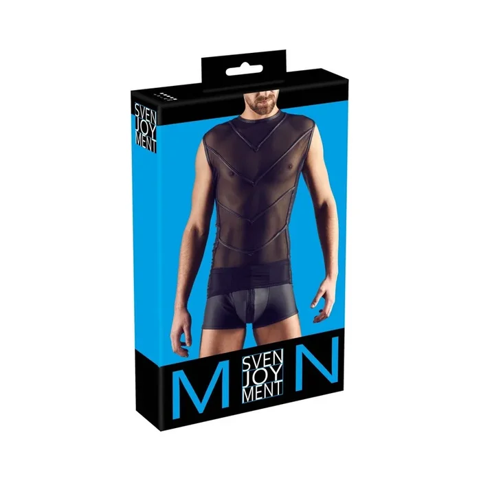 Herren Shirt in Mattglanz – Elastisch – Schwarz – Größe L