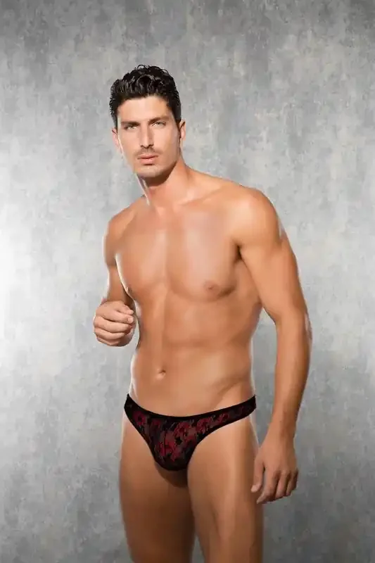 Herren-String – Rot/Schwarz