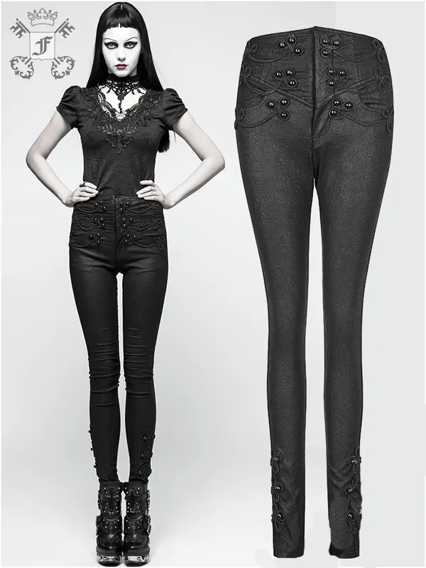 High-Waist Hose mit Ornamenten