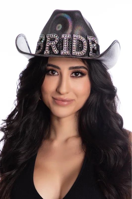 Holographic Glitter Bride Cowboy Hat