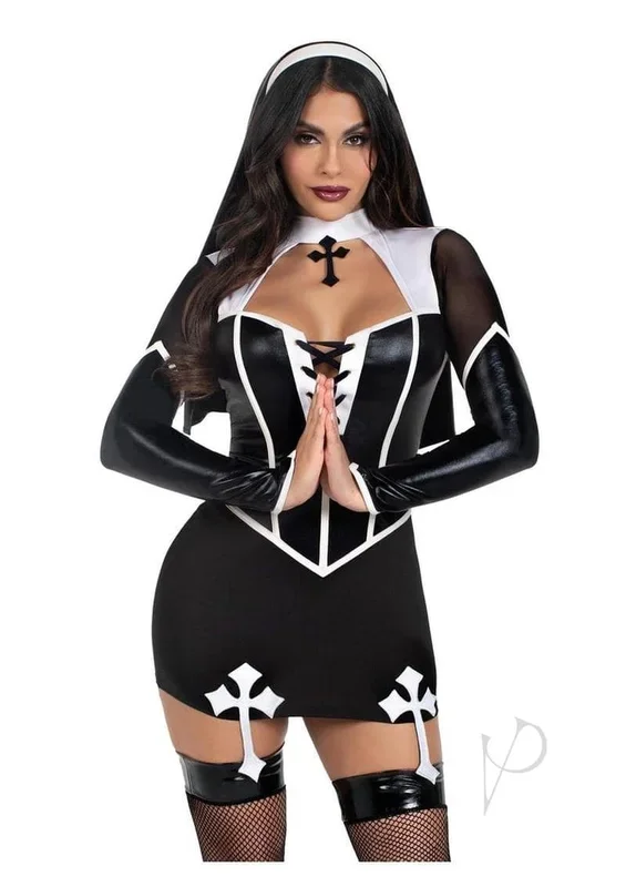 Holy Hottie Garter Dress and Nun Habit – Small – Black/White