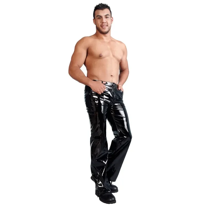 Hose im Wetlook für Herren in Schwarz