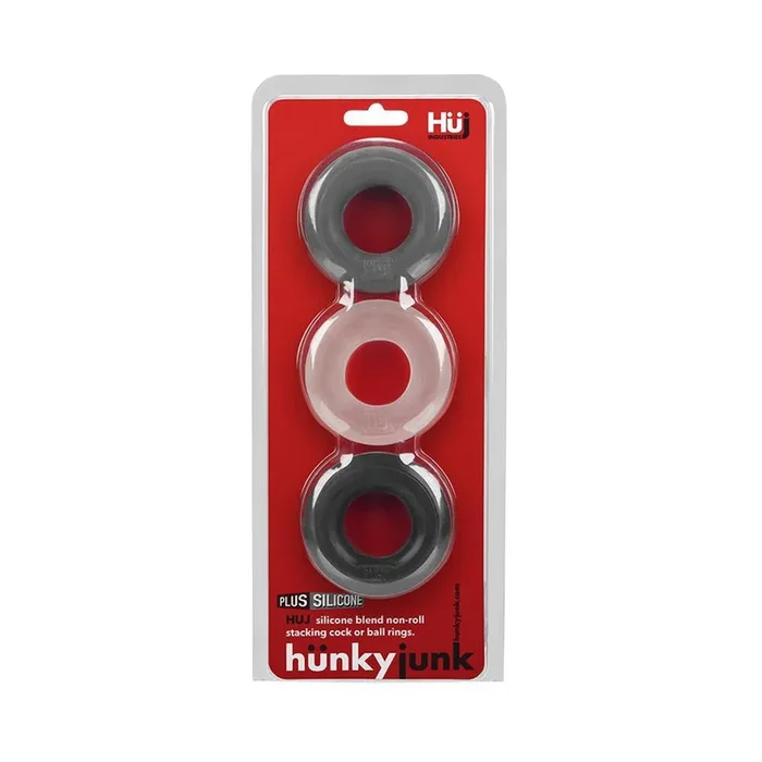 hunky junk HUJ Silicone Blend Rings 3 Pack – Black, Frost, Grey