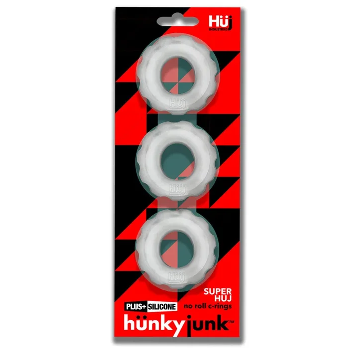 Hunky Junk Super Huj 3 Pack Cockrings – Clear Ice