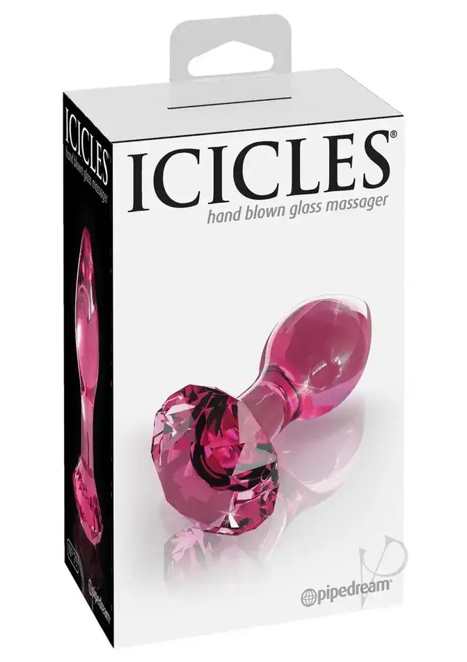 Icicles No. 79 Hand Blown Glass Diamond Butt Plug – Pink