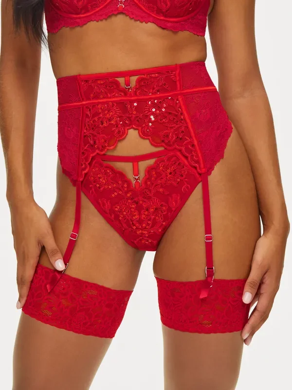 Icon Waspie Strumpfgürtel – Rot