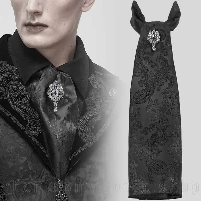 Jabot Krawatte mit Brosche