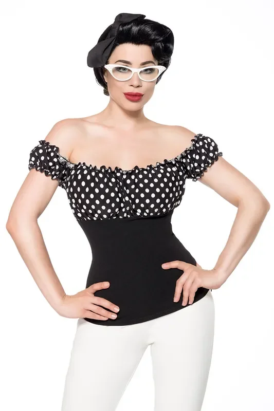 Jersey Top (Grösse L, Farbe Schwarz / Weiss)