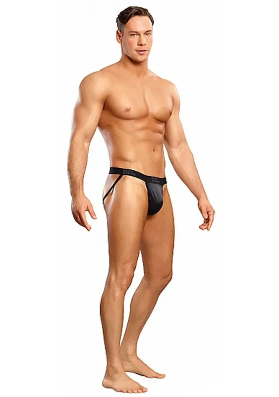 Jock-Slip aus Satin in Schwarz