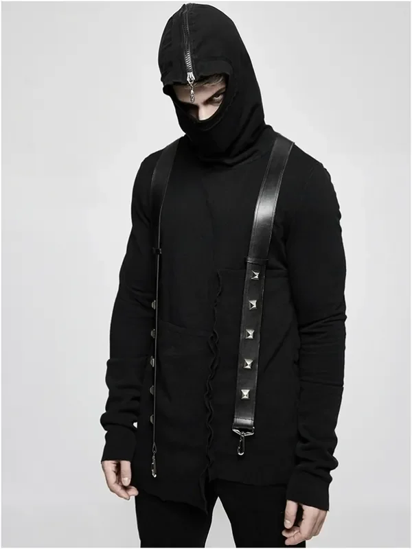 Kapuzenpullover mit Riemen und Reißverschluss