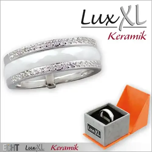 Keramikring weiß-silbern mit Zirkonia