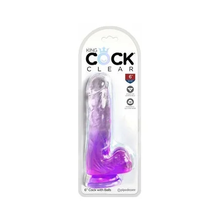 King Cock Clear 6′ Cock w/Balls – Purple