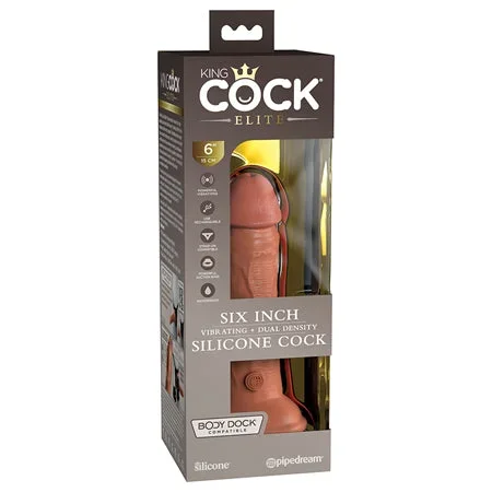 King Cock Elite 6′ Dual Density Vibrating Silicone Cock – Tan