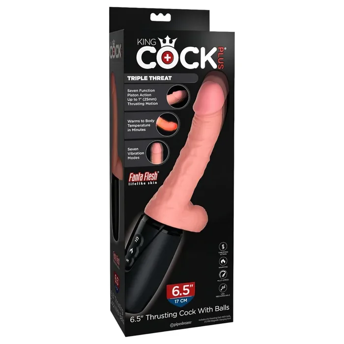 King Cock Plus 6,5 – Stößender Vibe mit Hoden – Natur