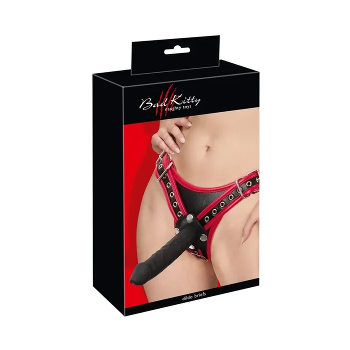 Kitty’s Tri-Dildo Harness – Schwarz/Rot – Größe – L/XL