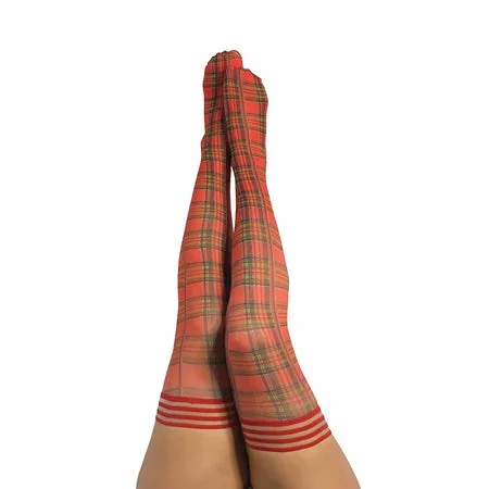 Kix’ies Grace Plaid Thigh Highs Red D