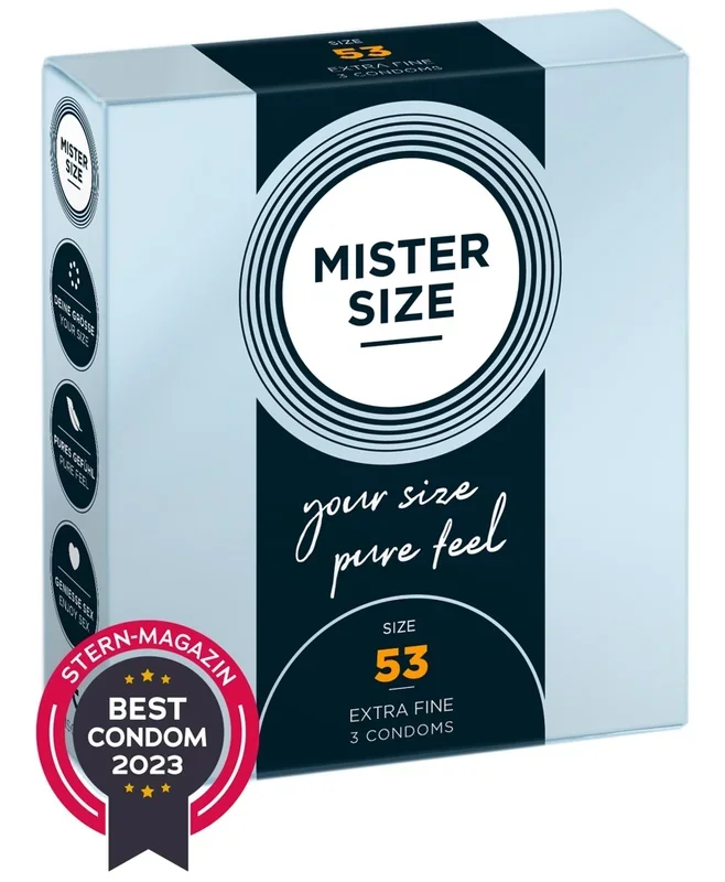 Kondome „53 mm“, transparent, hauchdünn, feucht Mister Size