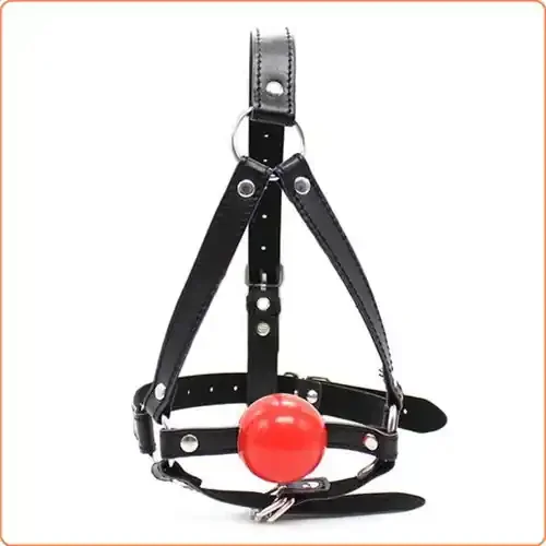 Kopfharness mit Knebelball (Farbe Pink, Material PU – Kunstleder)