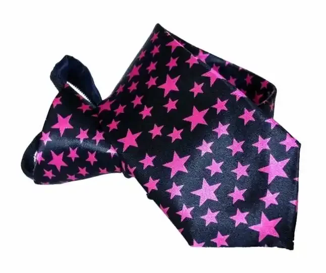 Krawatte mit pinken Sternen und Reißverschluss