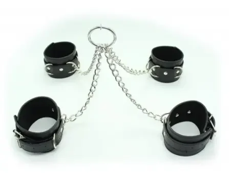 Kunstleder Fessel-Set mit Ketten