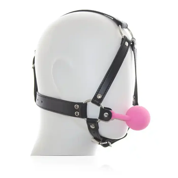 Kunstleder Knebelharness mit Silikonball