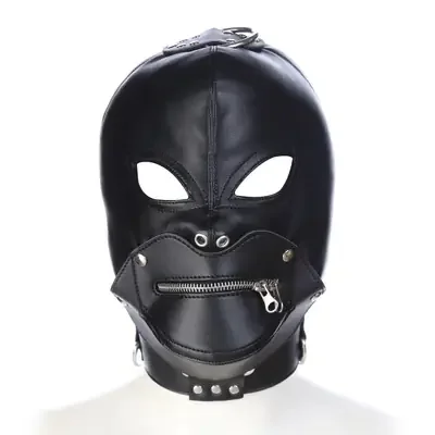 Kunstleder Maske mit abnehmbarem Mundteil