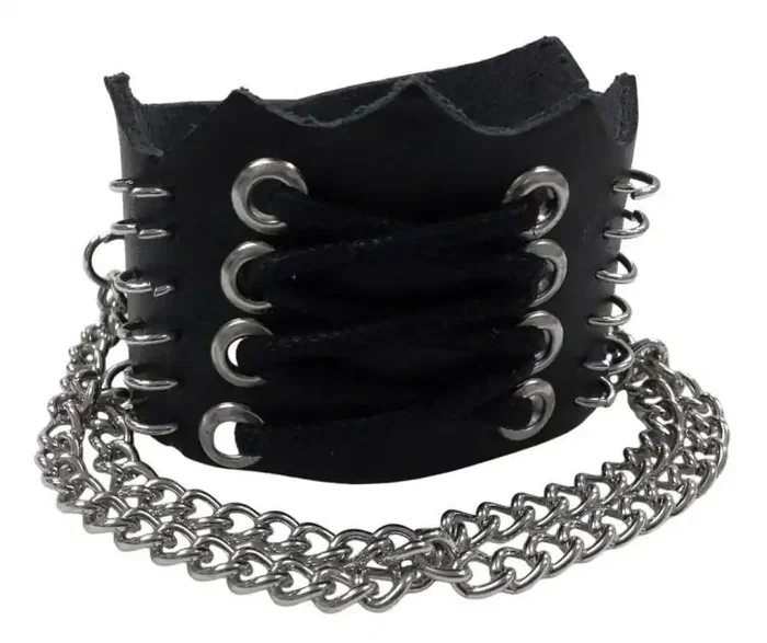 Kunstlederarmband mit Ketten & Schnüren