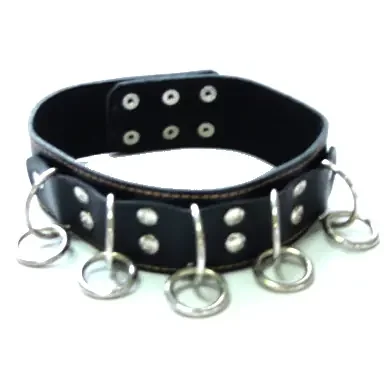 Kunstlederhalsband mit Ringen