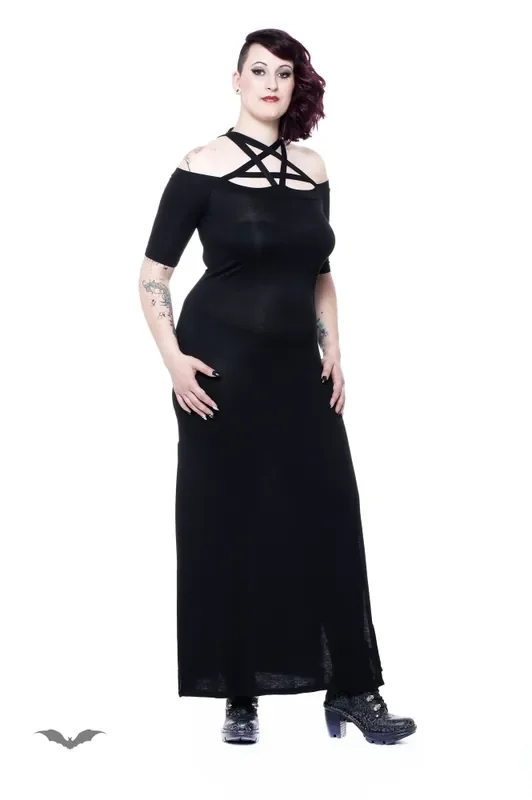 Langes Kleid mit Pentagramm-Trägern – Plussize