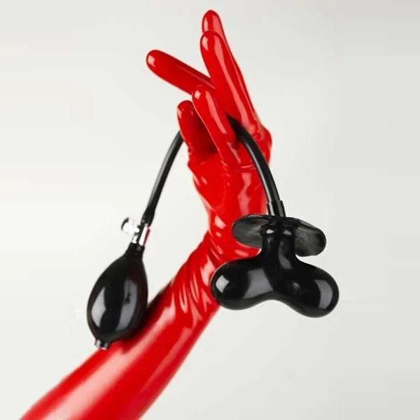 Latex-Butterfly Knebel – schwarz