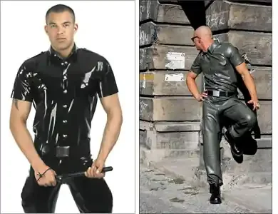 Latex Hemd – kurzarm, mit Schulterklappen (Grösse S, Taschenklappen Schwarz, Farbe Oliv, Schulter