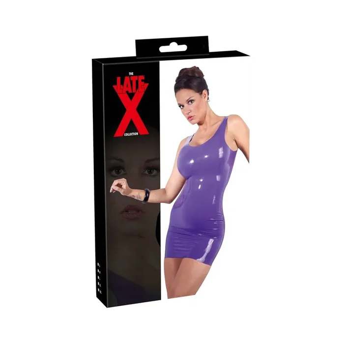 Latex-Minikleid – ärmellos – Lila – Größe S