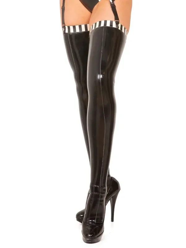 Latex Strümpfe oberschenkellang mit Kontrast
