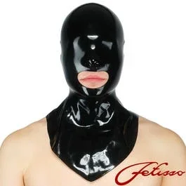 Latexmaske – Mund offen mit Kragen – L – black