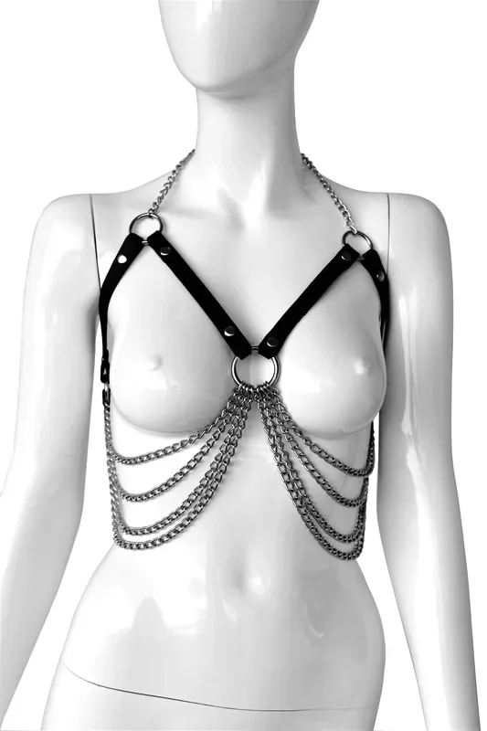 Leder-BH mit Ketten