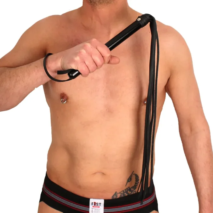 Leder Flogger mit Holzgriff